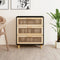 vidaXL - Dressoir - 60x30x70 - cm - massief - grenen - hout - en - rattan - zwart