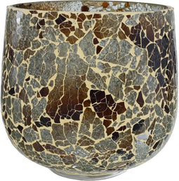 PTMD Windlicht - Ryana Mosaic natural glass - stormlight round - PTMD COLLECTION - Diameter 17 cm