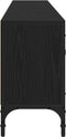 vidaXL - TV-meubel - met - lade - Zwart - Eiken - 200x25x44 - cm - Bewerkt - hout