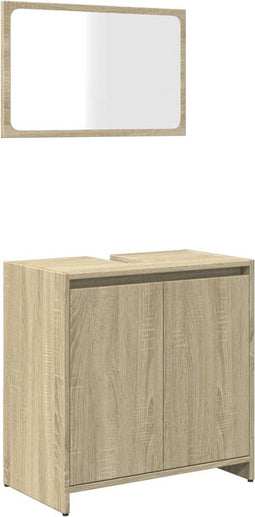 vidaXL - 2-delige - Badkamermeubelset - bewerkt - hout - sonoma - eikenkleurig