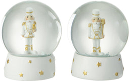 J-Line Sneeuwbol Notenkraker Resine Wit/Goud Large Assortiment Van 2