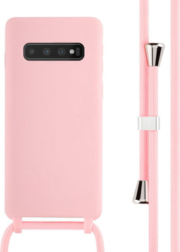 iMoshion Hoesje Geschikt voor Samsung Galaxy S10 Hoesje Met Koord - iMoshion Siliconen hoesje met koord - Roze
