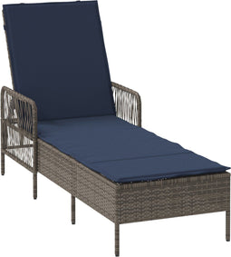 vidaXL - Ligbed - met - Kussen - Grijs - Poly - Rattan