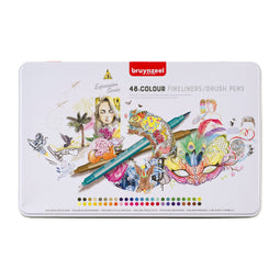 Bruynzeel - Fineliner en brushpen bruynzeel etui 48 kleuren | 4 stuks