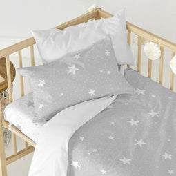 Onderlaken HappyFriday BASIC KIDS Wit Grijs 60 x 120 x 14 cm Sterren