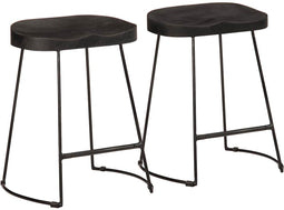 vidaXL - Barkrukken - 2 - st - zwart - 46x38x52 - cm - massief - mangohout