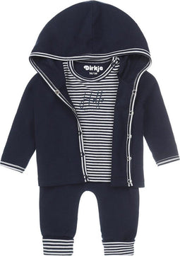Dirkje Baby Jongens - 3-delige Kledingset - Biologisch Katoen - Navy + Off-white
