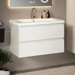 Mirlux Badmeubel Sova - Badkamermeubel - 2 Softclose lades - Glanzend Wit 80 cm
