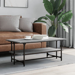 vidaXL - Salontafel - 100x50x40 - cm - bewerkt - hout - grijs - sonoma - eikenkleurig