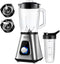 Safecourt Kitchen Blender - 1,5L Glas & 600ml To-Go beker - 1200W Krachtig & Stil - Zilver