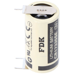 Sanyo lithium battery CR17335 SE size 2/3A, 3-piece print soldering lugs, 2-piece print plus and 1-p