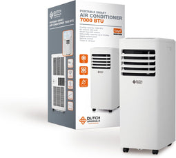 Dutch Originals Slimme Airconditioner - 7000 BTU - Mobiele Airco met Afstandsbediening - Koelen Ontvochtigen Ventileren - Wit