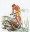 Thea Gouverneur - Borduurpakket met telpatroon - 3035A - Voorgesorteerde DMC Garens - Mountainbike - Aida - 16 cm x 17 cm - DIY Kit
