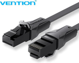 Vention CAT 6 UTP Netwerk Kabel - Platte - Vergulde contactpunten - Zwart - 15 meter