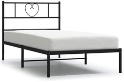 vidaXL - Bedframe - met - hoofdbord - metaal - zwart - 100x190 - cm