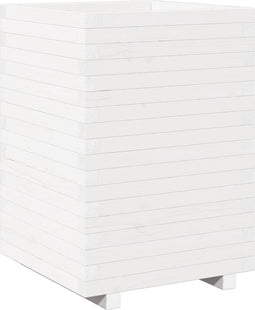 vidaXL - Plantenbak - 50x50x72,5 - cm - massief - grenenhout - wit