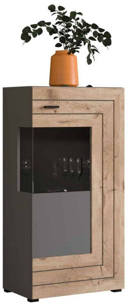 Furnilux Freno - Vitrinekast - Tijdloos ontwerp - Grijs Eiken 37x117x60cm