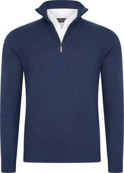 Cappuccino Italia - Heren Trui Mock Zip Pullover - Blauw - Maat XL