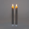 Anna's Collection - LED dinerkaarsen - 2x - ribbel - taupe - 23 cm (2 stuks)