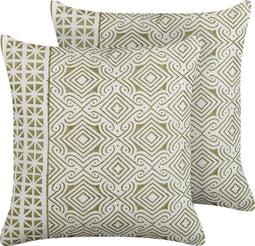 LARICS - Sierkussen set van 2 - Lichtgroen - 45 x 45 cm - Katoen