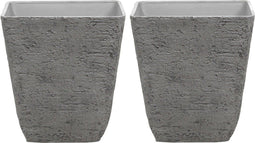 DELOS - Bloempot set van 2 - Donkergrijs - 49 cm - Stenenmix