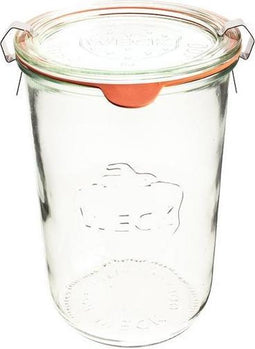 Weck STORT glas met deksel (750ml) 3/4L 6 stuks met glasdeksel zonder ring en inmaakklemmen