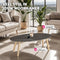 tectake® Acerra - Ovale Salontafel - Marmerlook 100x50x34,5 cm - naturel