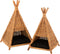 J-Line Rotan hondentent + kussen - jute - naturel/zwart - woonaccessoires