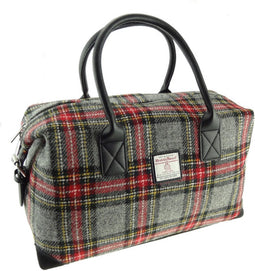 Weekendtas Esk Grijs met Rode Ruit - Harris Tweed - Glen Appin of Scotland