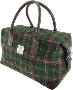 Weekendtas Esk Groen en Roze (Plum) - Harris Tweed - Glen Appin of Scotland