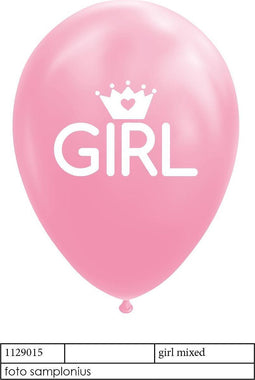 Wefiesta Ballonnen Baby Girl 12 Cm Latex Roze/wit 8 Stuks