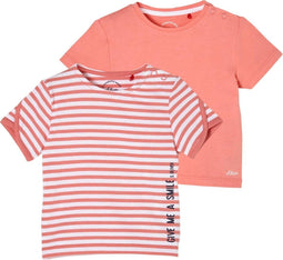 s.Oliver - Baby T-shirt - Double pack van 2 - Wit/Roze