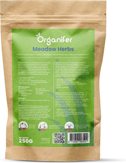 Weide kruidenmengsel Voor Paardenweide – Meadow Herbs (250gr, 3000m2) - Verbetert Spijsvertering & Vitaliteit, Natuurlijke Weerstandsverhoging, Ideaal voor Gezonde Paardenweide, Bevat Walstro, Pastinaak, Peterselie & Meer - Organifer
