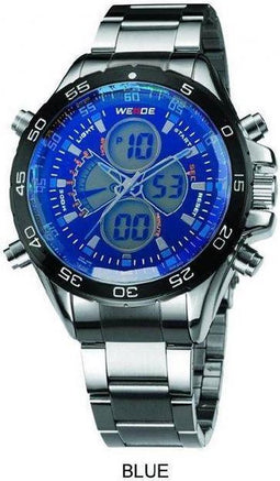 Weide Stoere XL XXL Heren / mannen sport Dual Digitale LED Horloge Blauw merk Weide Horloge 49mm