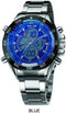 Weide Stoere XL XXL Heren / mannen sport Dual Digitale LED Horloge Blauw merk Weide Horloge 49mm