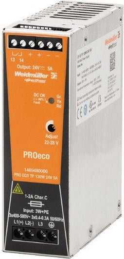 Weidmüller PRO ECO 120W 24V 5A DIN-rail netvoeding 24 V/DC 5 A 120 W Aantal uitgangen: 1 x Inhoud: 1 stuk(s)