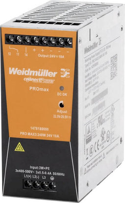 Weidmüller PRO MAX3 480W 24V 20A DIN-rail netvoeding 12 V/DC 20 A 480 W