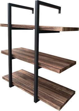 Wandrek Ladder - Industrieel Metalen Wandrek - 3 Houten Planken - Zwart