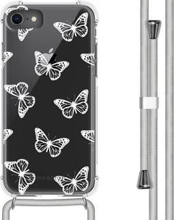 iMoshion Hoesje Geschikt voor iPhone SE (2022) / SE (2020) / 8 / 7 Hoesje Met Koord - iMoshion Design Hoesje met Koord - Transparant / Butterfly
