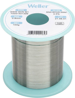 Weller T0051401399 WSW SCN M1 soldeerdraad, Ø 0,8mm, 100g, Sn0,6Cu0,05Ni3,5%