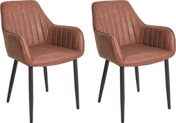 WELLSTON - Eetkamerstoel set van 2 - Bruin - Kunstleer