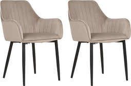 WELLSTON - Eetkamerstoel set van 2 - Taupe - Fluweel