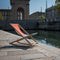 Weltevree | Beach Rocker | Schommelstoel Strand, Tuinstoel, Strandstoel Opvouwbaar, Campingstoel | Beukenhout & Organisch Katoen | Rood/Blauw