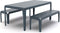 Weltevree | Bended Bench | Tuinbank | Buitenbank 3 Persoons | Aluminium Gepoedercoate Afwerking | Tuinmeubel | Grijsblauw RAL 5008