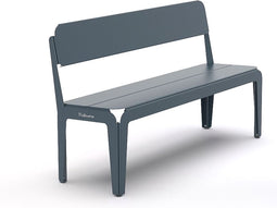 Weltevree | Bended Bench | Tuinbank met Rugleuning | Buitenbank 3 Persoons | Aluminium Gepoedercoate Afwerking | Tuinmeubel | Grijsblauw RAL 5008