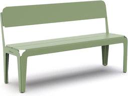 Weltevree | Bended Bench | Tuinbank met Rugleuning | Buitenbank 3 Persoons | Aluminium Gepoedercoate Afwerking | Tuinmeubel | Lichtgroen RAL 6021