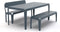 Weltevree | Bended Bench | Tuinbank met Rugleuning | Buitenbank 3 Persoons | Aluminium Gepoedercoate Afwerking | Tuinmeubel | Grijsblauw RAL 5008