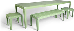 Weltevree | Bended Table | Aluminium Tuintafel 90 x 270 cm | Tuinmeubel, Buitentafel, Eettafel Buiten | Tuin Tafel 12 Personen | Lichtgroen