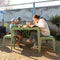 Weltevree | Bended Table | Aluminium Tuintafel 90 x 90 cm | Tuinmeubel, Buitentafel Vierkant, Eettafel Buiten | Tuin Tafel 4 Personen | Grijsblauw