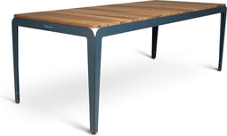 Weltevree | Bended Table Wood | Duurzame Tuintafel Hout & Staal 90 x 220 cm | Eettafel Buiten Essenhout, Tuinmeubel | Tuin Tafel 8 Personen | Grijsblauw